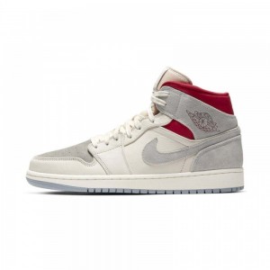 Nike AIR JORDAN 1 MID "PAST, PRESENT, FUTURE" CT3443-100 Sail/Wolf Grey/Gym Red/White | 42367-CJKD