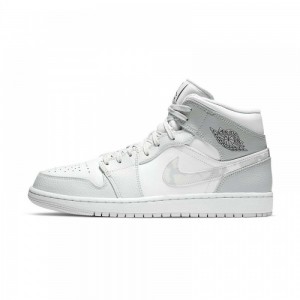 Nike AIR JORDAN 1 MID "SWOOSH LOGO _ GREY CAMO" DC9035-100 White/Photon Dust/Grey Fog | 18905-PLVF