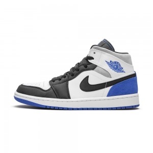 Nike Air Jordan 1 MID SE "Game Royal Black Metalowym" 852542-102 White/Hyper Royal-black | 95643-QBGK