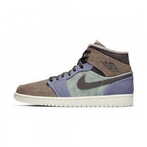 Nike Air Jordan 1 Mid "Zamszowe Patch" 852542-203 Brown/White | 87295-QSEP