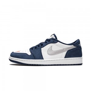 Nike Eric Koston x Air Jordan 1 Low SB "Midnight Navy" CJ7891-400 Srebrne | 03516-XBFD