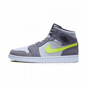 Nike Jordan Air Jordan 1 Mid "Grey Volt" 554724-072 Grey/Volt/White | 43176-SAYP