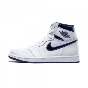 Nike Jordan Air Jordan 1 Retro "Metallic Navy" 555088-106 Granatowe | 45203-BYIW