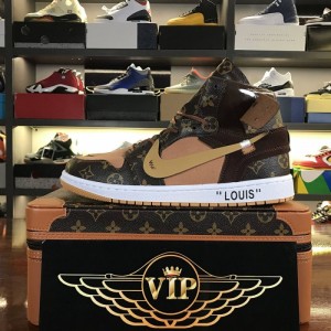 Nike OFF-WHITE X AIR JORDAN 1 "CUSTOMS" 554724-555 Brown/Whtie | 69018-BPGA