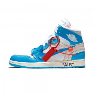 Nike Off-White x Air Jordan 1 Retro High OG "UNC" AQ0818-148 White/Dark Powder Blue-cone | 75683-MFIB