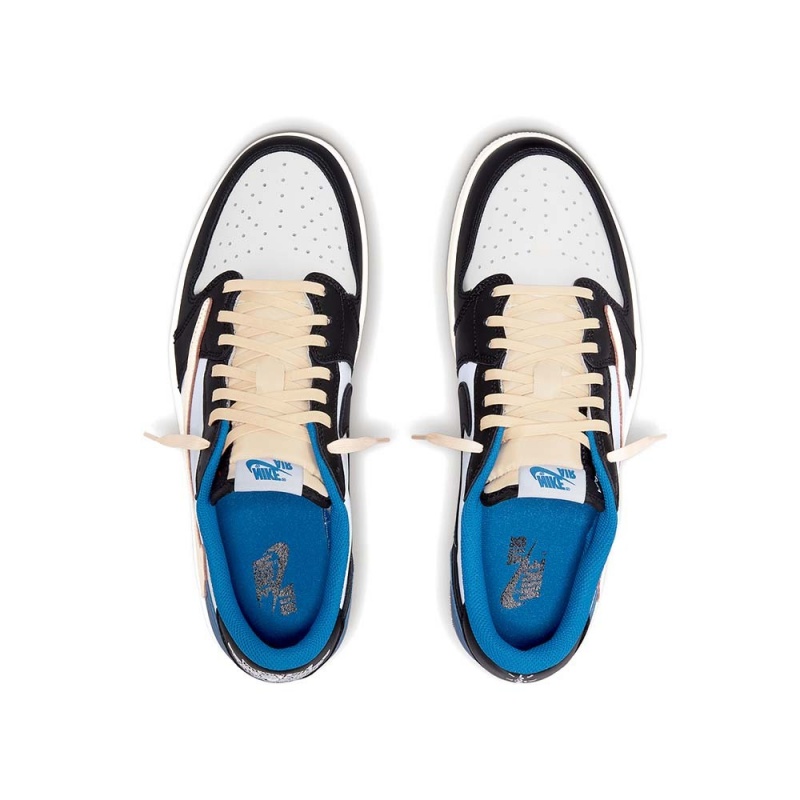 Nike Fragment Design x Travis Scott x Air Jordan 1 Retro Low DM7866-140 Blue/White/Black | 03279-RVSX